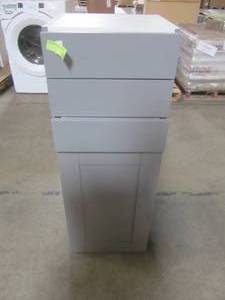 lot 308 image: J Collection Shaker Assembled 15 in. x 40 in. x 14 in. Wall Cabinet with Three 5 in. Drawers in Gray W1540C(LR)-GS