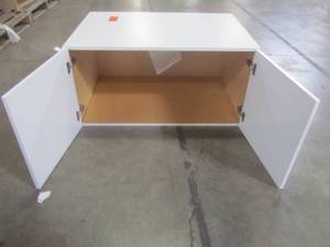 lot 311 image: Hampton Bay Cambridge Shaker Assembled 36x18x24.5 in. Refrigerator Wall Cabinet with 2 Soft Close Doors in White CM3618R-WH