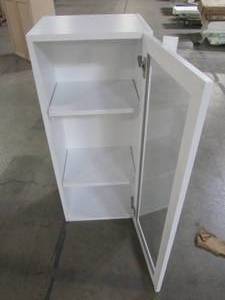lot 215 image: Hampton Bay Designer Series Melvern Assembled 15x36x12 in. Wall Kitchen Cabinet with Glass Door in White WGD1536-MLWH