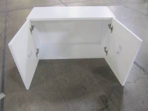 lot 218 image: Hampton Bay Designer Series Melvern Assembled 30x18x12 in. Wall Bridge Kitchen Cabinet in White W3018-MLWH