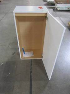 lot 221 image: Hampton Bay Cambridge Shaker Assembled 18x36x12.5 in. Wall Cabinet with 1 Soft Close Door in White CM1836W-WH