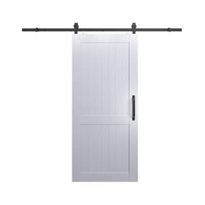 lot 614 image: Pincroft 42 in. x 84 in. Millbrooke White H Style Ready to Assemble PVC Vinyl Barn Door with Sliding Door Hardware Kit, MLB4284HKD