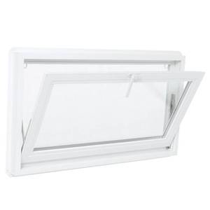 lot 621 image: Project Source 31.75 in. x 17.75 in. White Vinyl Hopper Window With Screen.