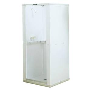 lot 630 image: Durastall 32 in. x 32 in. x 75 in. Shower Stall with Standard Base in White