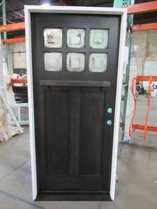 lot 601 image: Jeld-wen 36 in. x 80 in. 6 Lite Craftsman Black Painted Steel Prehung LH Inswing Front Door 14 Lite
