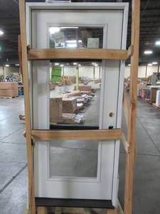 lot 602 image: Steves & Sons 36 in. x 80 in. Premium Full Lite Primed White Fiberglass Prehung Front Door
