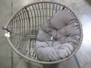lot 328 image: Noble House Multi-Brown Steel Egg-Shaped Patio Swing with Cushion 302125