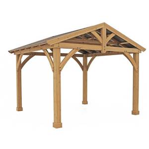 lot 117 image: Yardistry 13 ft. x 11 ft. Cedar Carolina Pavilion, YM11726. May Be Missing 1 BoxParts.