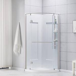 lot 122 image: Glacier Bay Glamour 34 in. x 76.40 in. Corner Drain Corner Shower Kit in Satin Nickel and White, GBSH133
