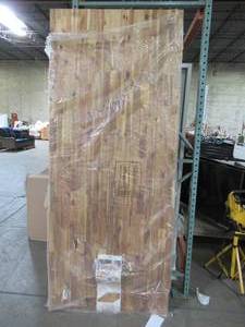lot 644 image: Interbuild 96 x 40 x 1 Butcher Block Counter Top. - Corners are a little dinged, small crack by one corner.