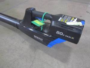 lot 830 image: Kobalt 80-Volt Max Lithium Ion (Li-ion) 500-CFM 125-MPH Heavy-Duty Brushless Cordless Electric Leaf Blower (Bare Tool Only, Battery and Charger Not Included) KHB 400B-06