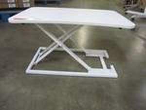 lot 837 image: Woodmaya Height Adjustable Standing Desk with Premium Air Pump Lift - Desk Stand Raiser in White WMDKR-0005WHT - LOW RESERVE