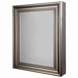 lot 914 image: Pegasus 24 in. W x 30 in. H Framed Recessed or Surface-Mount Bathroom Medicine Cabinet in Brushed Nickel SP4450