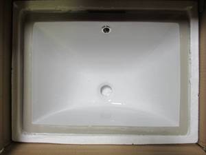 lot 911 image: James MartinRectangular White Ceramic Sink (Basin) SNK-SQR WHT (18.5 x 14 x 7.7) - NEW.