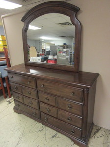 lot 305 image: SOLID WOOD DRESSER WITH MIRROR