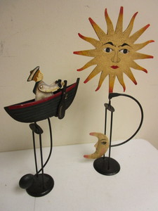 lot 339 image: ROCKING SAILOR, SUN, MOON, TABLE SCULPTURES