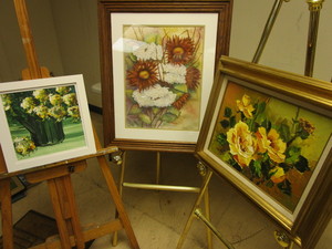 lot 365 image: ARTIST ROSE EDIN FLOWER PAINTING, ON CANVAS, SIGNED, FRAMED, FLOWER PRINTS