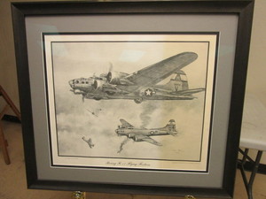 lot 370 image: BOEING B-17 FLYING FORTRESS PRINT, BY ARTIST KEN FOX, FRAMED