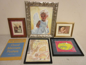 lot 376 image: CHILD ANGEL ARTWORK, FRAMED, OTHER CHILD ARTWORK, SELMA HERR GOOD MANNERS POSTERS