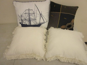 lot 409 image: PIER 1 IMPORTS PILLOWS, DECORATIVE PILLOWS, INCLUDING SHIP DESIGN