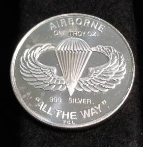 1 TROY OZ. .999 FINE SILVER OPERATION DESERT STORM AIRBORN ALL THE WAY