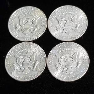 GROUP OF 4 UNC 40% SILVER KENNEDY HALF DOLLARS 1966 1967 1968 1969