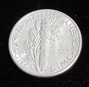 1941 MERCURY SILVER DIME AU58