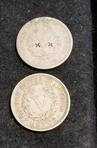 2 LIBERTY NICKELS 1892 1907 (VF)