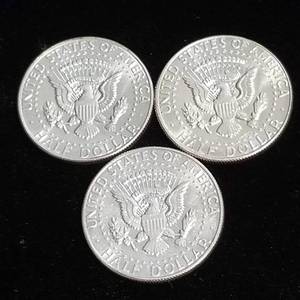 3 BU 40% KENNEDY SILVER HALF DOLLARS 1967 X 3