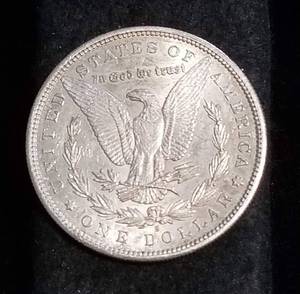 1890-S MORGAN SILVER DOLLAR CLEANED