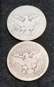 2 SILVER BARBER QUARTERS 1906-D 1916