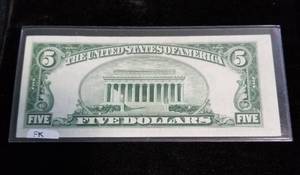 1950 US $5 FEDERAL RESERVE STAR NOTE GREEN SEAL