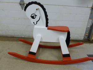 lot 13 image: Custom Made Wooden Rocking Horse