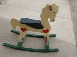 lot 84 image: Custom Made Wooden Rocking Horse