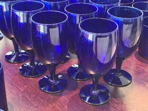 Lot of Colbalt Blue Drinkware and Salad Plates