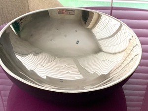 Decorative Serving Tray and Large Silver-Tone Serving Bowl