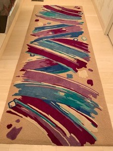 Large Abstract Rug in Shades of Blue and Purple