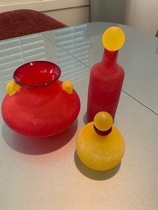 Decorative Yellow and Red Glassware