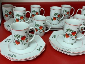 Fritz and Floyd Mugs and Saucers Fraise de Bois