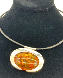 Amber and Sterling Necklace