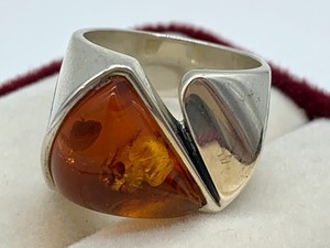 Amber and Sterling Ring