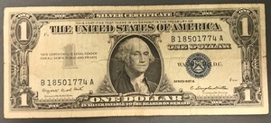 1957 A $1 Silver Certificate - # B 18501774 A
