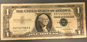 1957 A $1 Silver Certificate - # Q 67247069 A