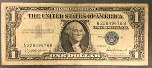 1957 $1 Silver Certificate - # A 22849478 A