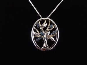 .925 Sterling Silver 14k Gold Accented Tree of Life Pendant Necklace