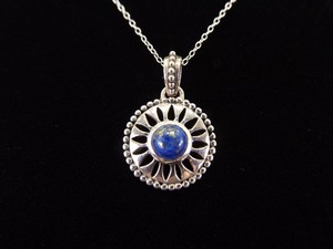 .925 Sterling Silver Lapis Lazuli Cabochon Pendant Necklace