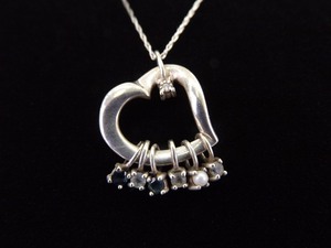 .925 Sterling Silver Lenox Multi Stone Heart Pendant Necklace