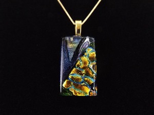 .925 Sterling Silver Blue, Gold, and Green Dichroic Vermeil Pendant Necklace
