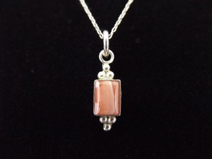 .925 Sterling Silver Rhodochrosite Square Cabochon Pendant Necklace