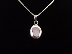 .925 Sterling Silver Inlayed Pink Mother of Pearl Pendant Necklace